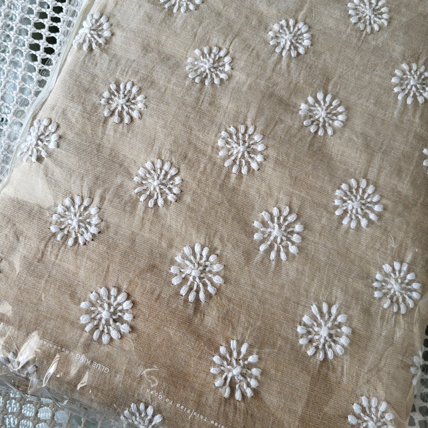 Chanderi Tissue Chikankari All over Jaal Dupatta (Off white)