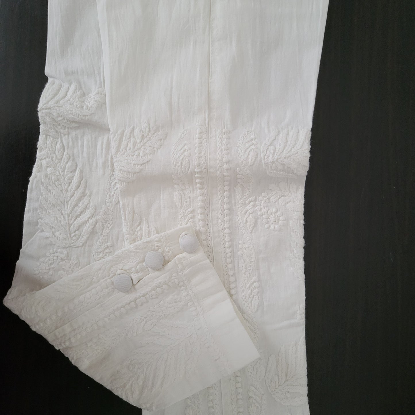 Cotton Chikankari Stretchable Pants (White)
