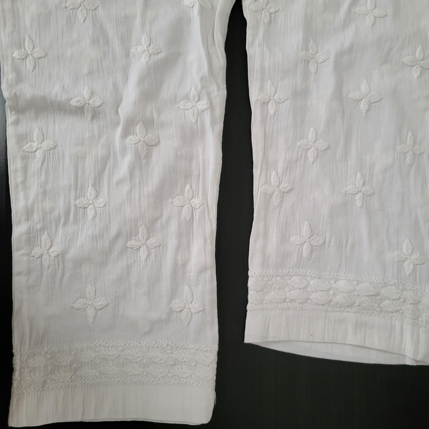 Cotton Chikankari Stretchable Pants (White)