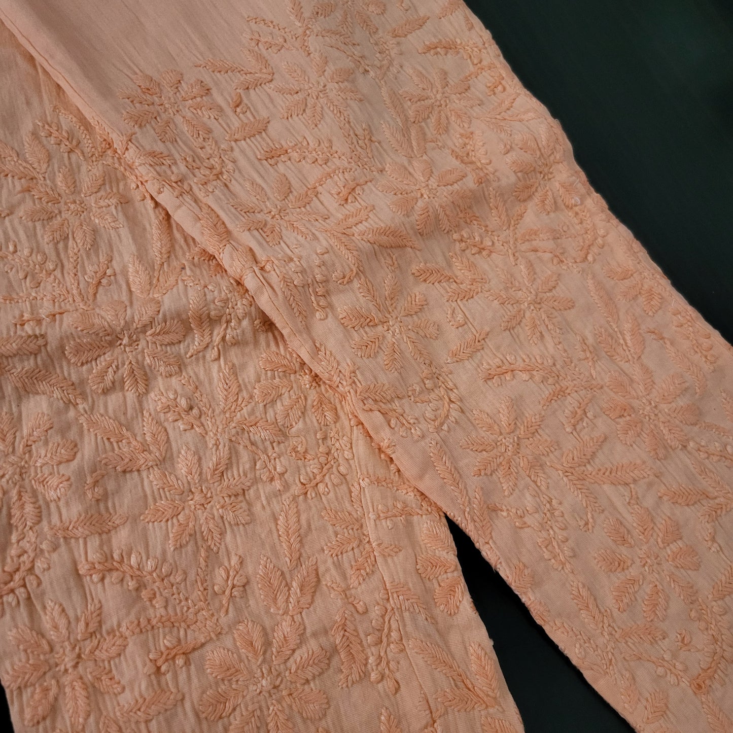 Cotton Chikankari Stretchable Pants (Peach)
