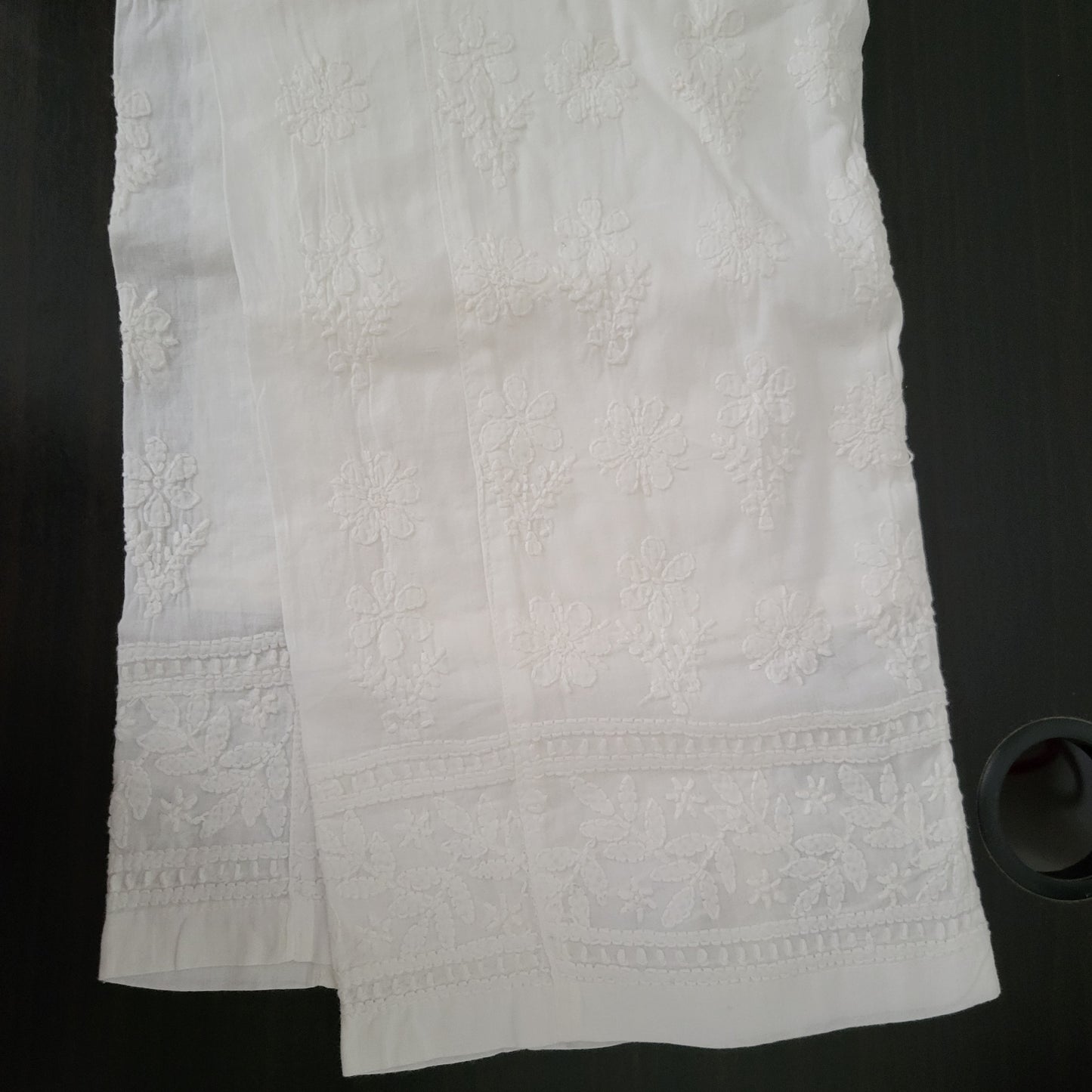 Cotton Chikankari Straight Pants- Dyeable (White)