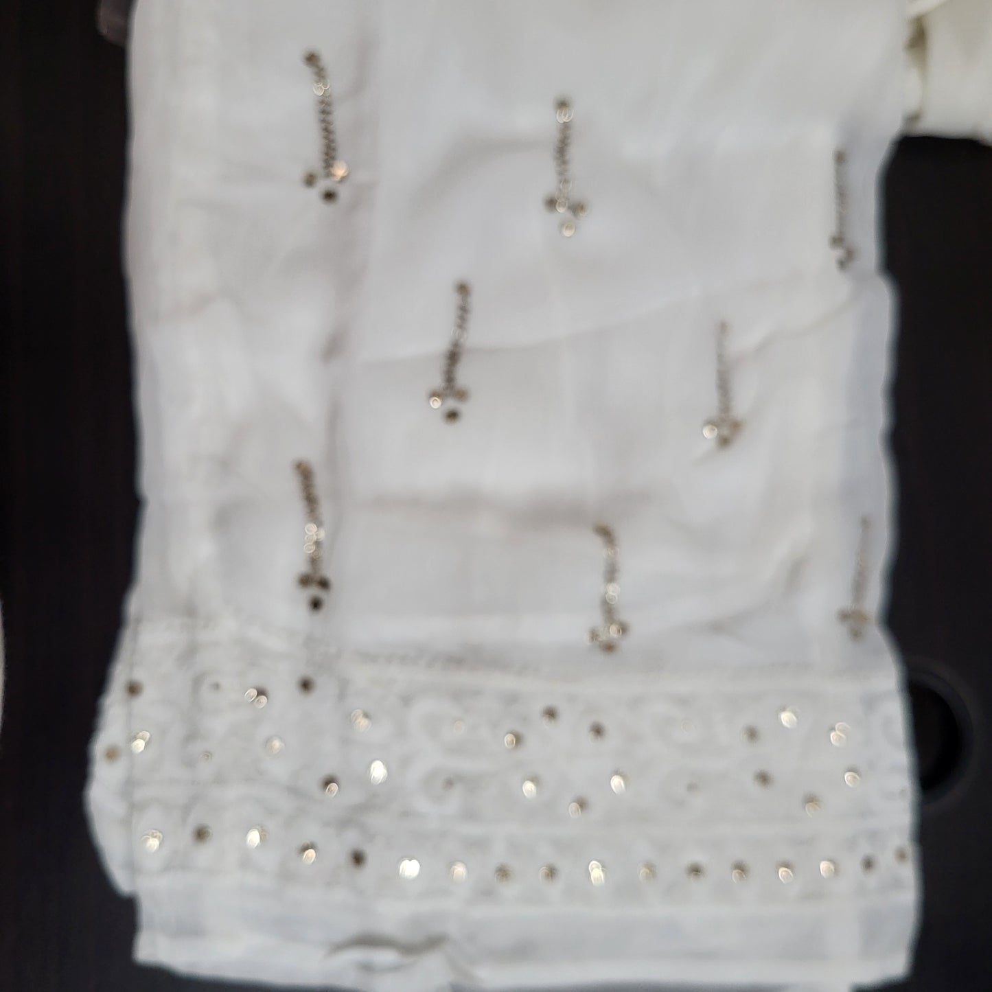 Viscose Georgette Chikankari Straight Palazzo with Badla -Dyeable (White)