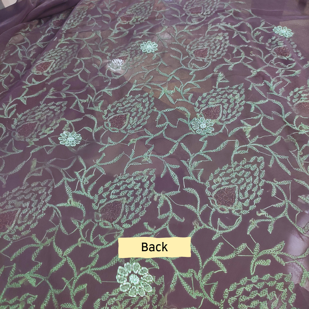 Georgette Chikankari Kurta Fabric (Black)