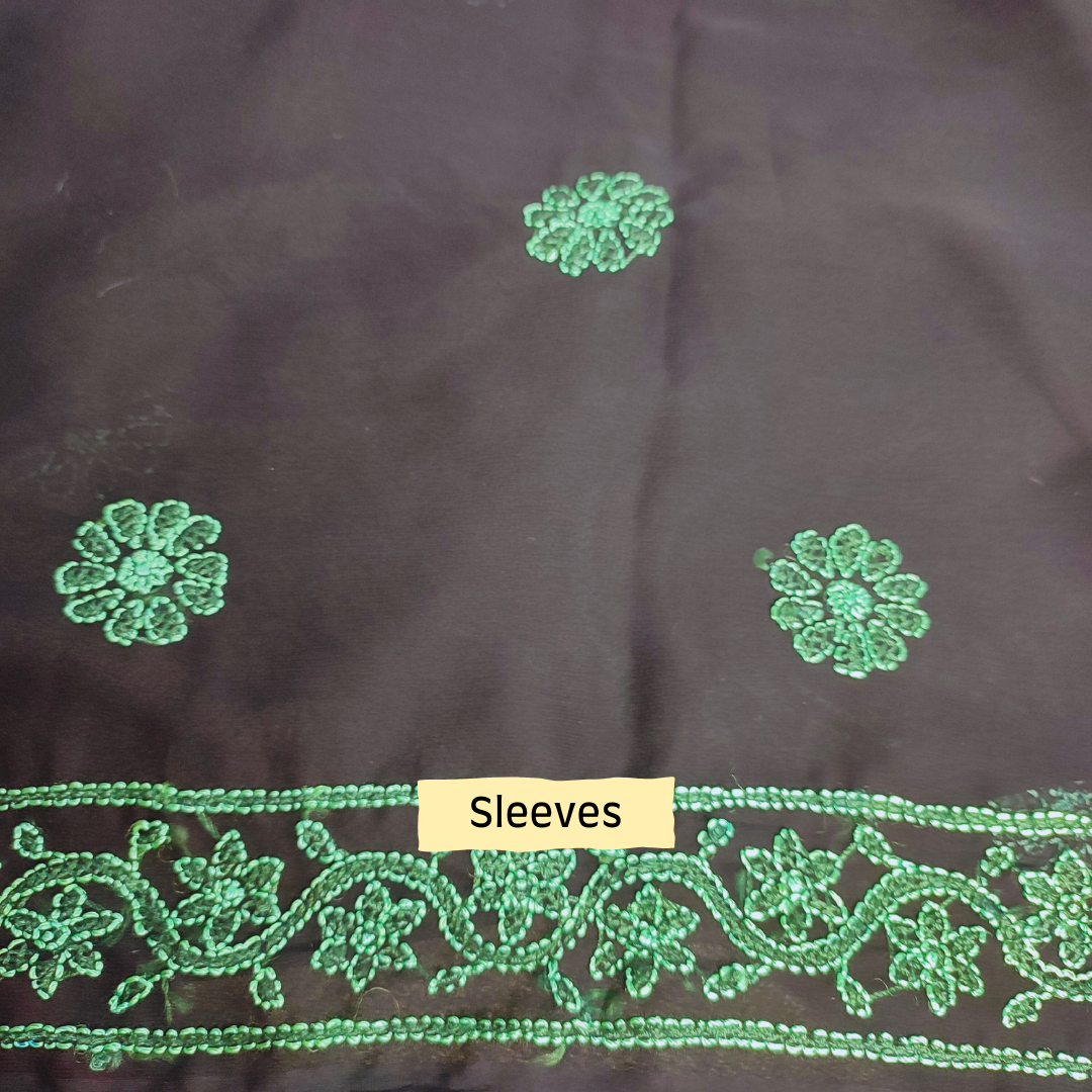 Georgette Chikankari Kurta Fabric (Black)