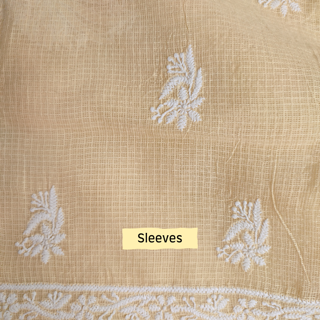 Kota Cotton Chikankari Kurta Fabric (Beige)