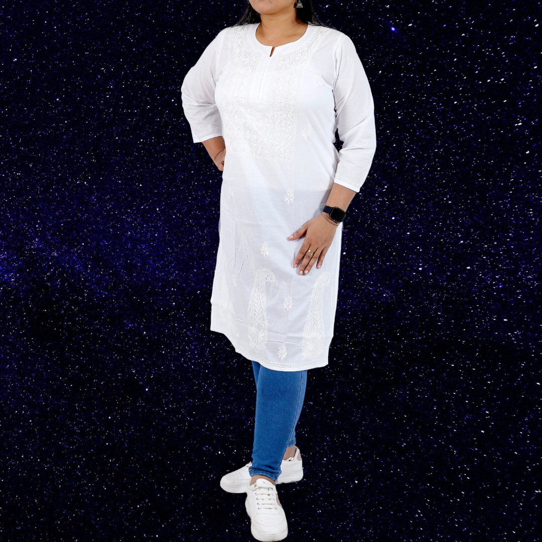 Cotton Chikankari Kurta (White)