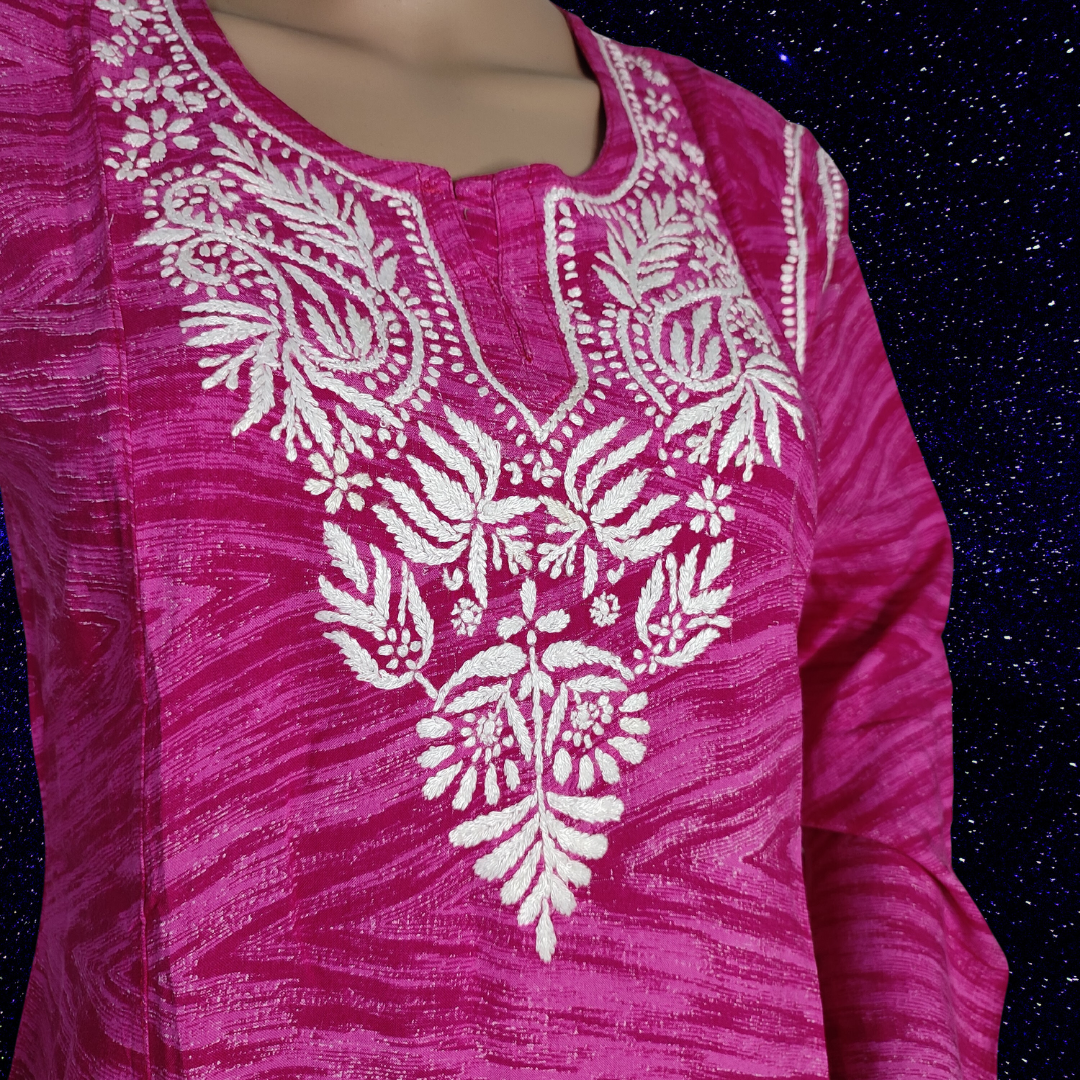 Modal Cotton Chikankari top (Pink)