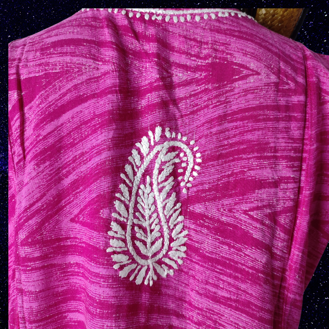 Modal Cotton Chikankari top (Pink)