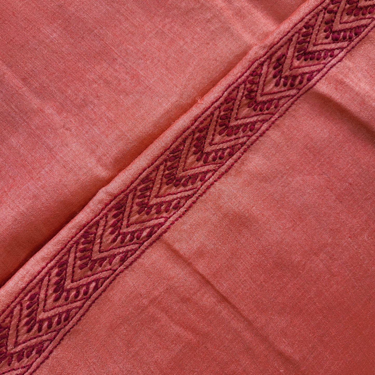 Moonga Silk Mens Chikankari Half Shirt Fabric (Rust )
