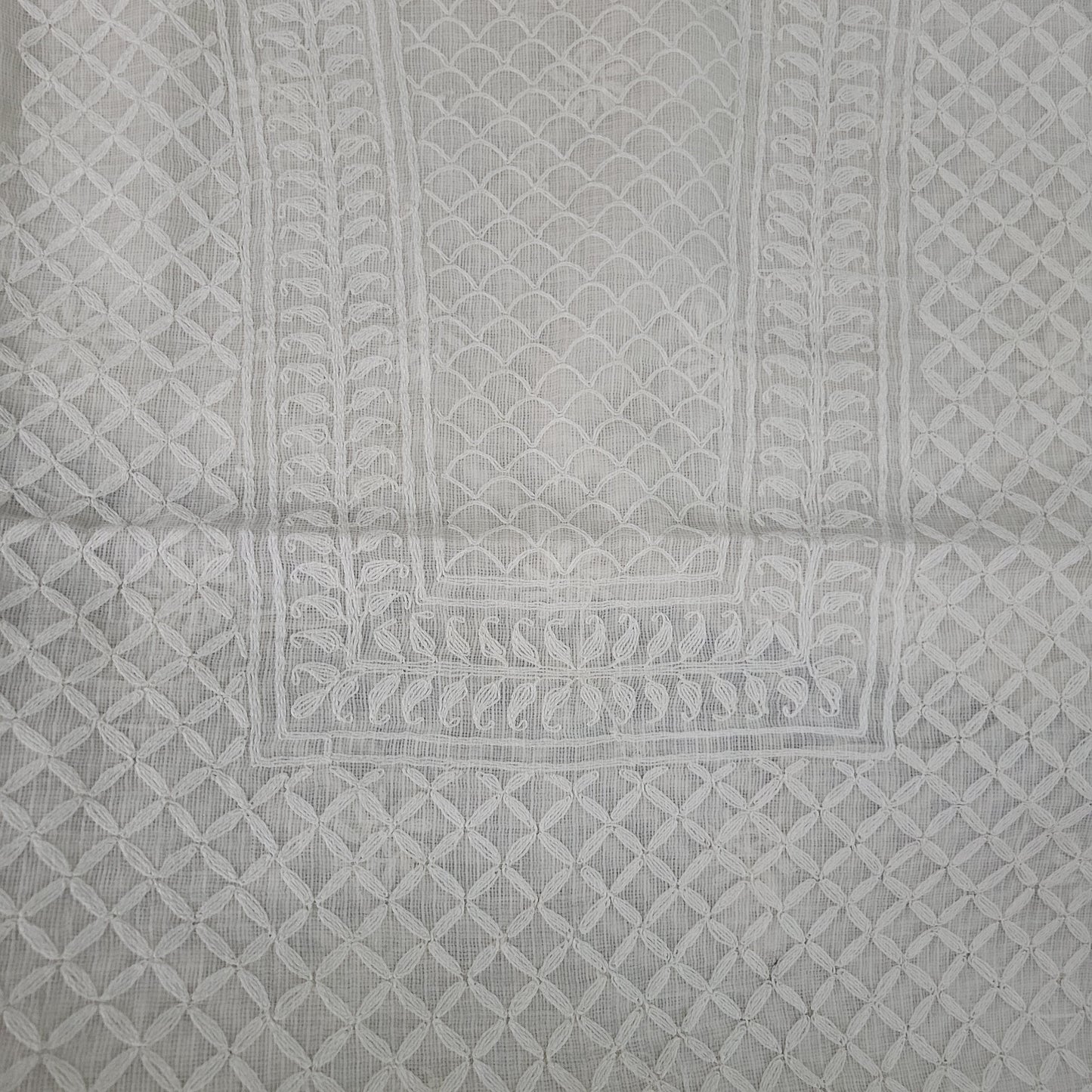 Kota Cotton Chikankari Kurta Fabric (White Dyeable)
