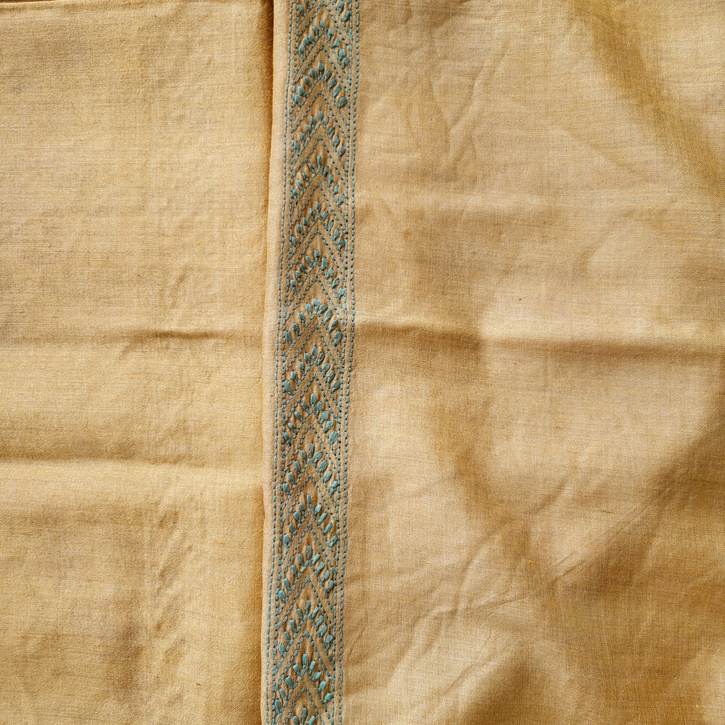 Moonga Silk Mens Chikankari Half Shirt Fabric (Golden Yellow )