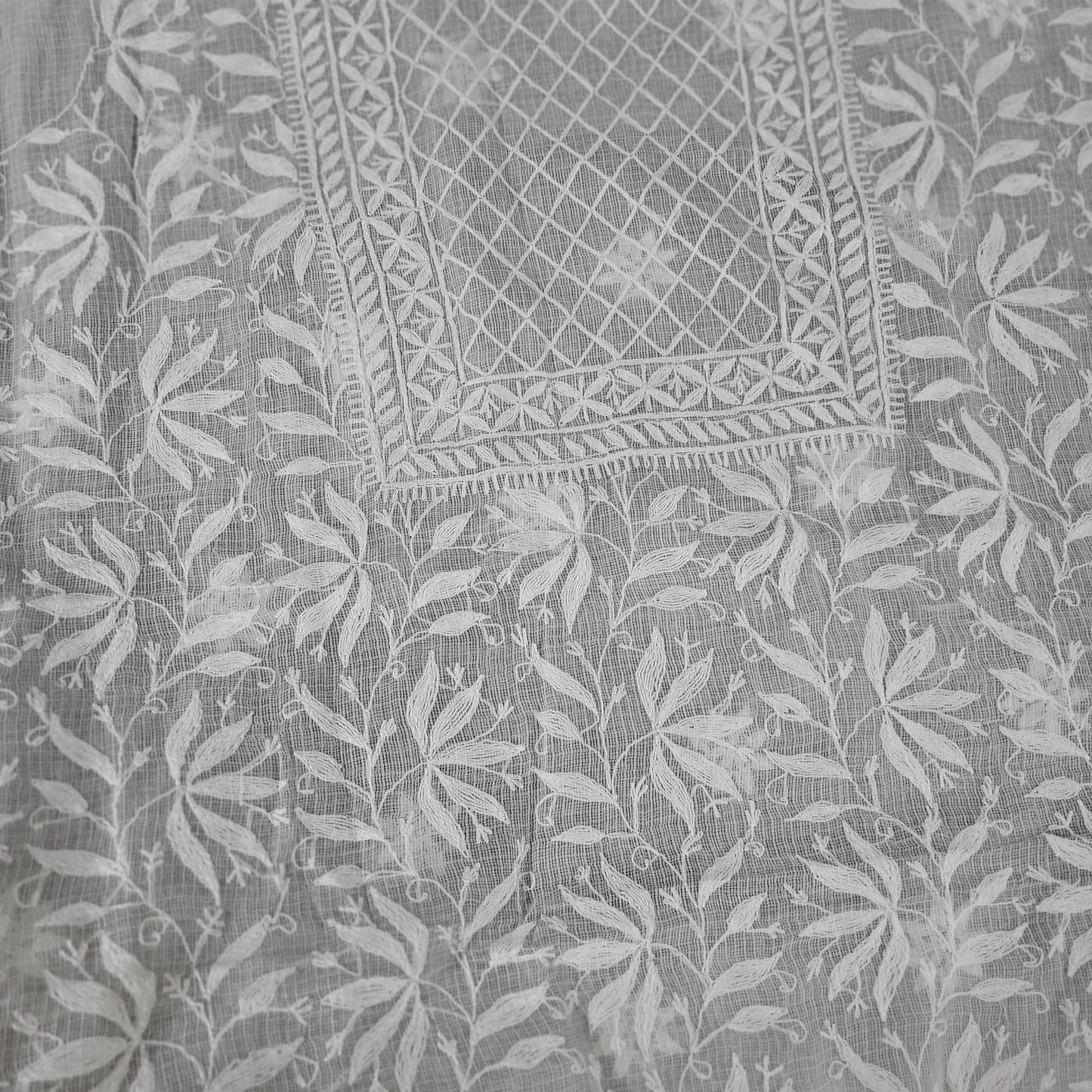 Kota Cotton Chikankari Kurta Fabric (White dyeable)