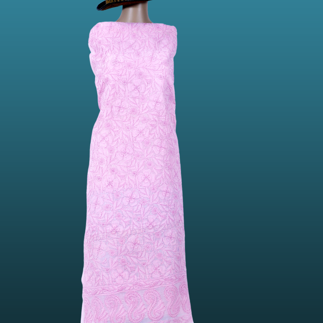 Cotton Chikankari Kurta Fabric (Lavender)