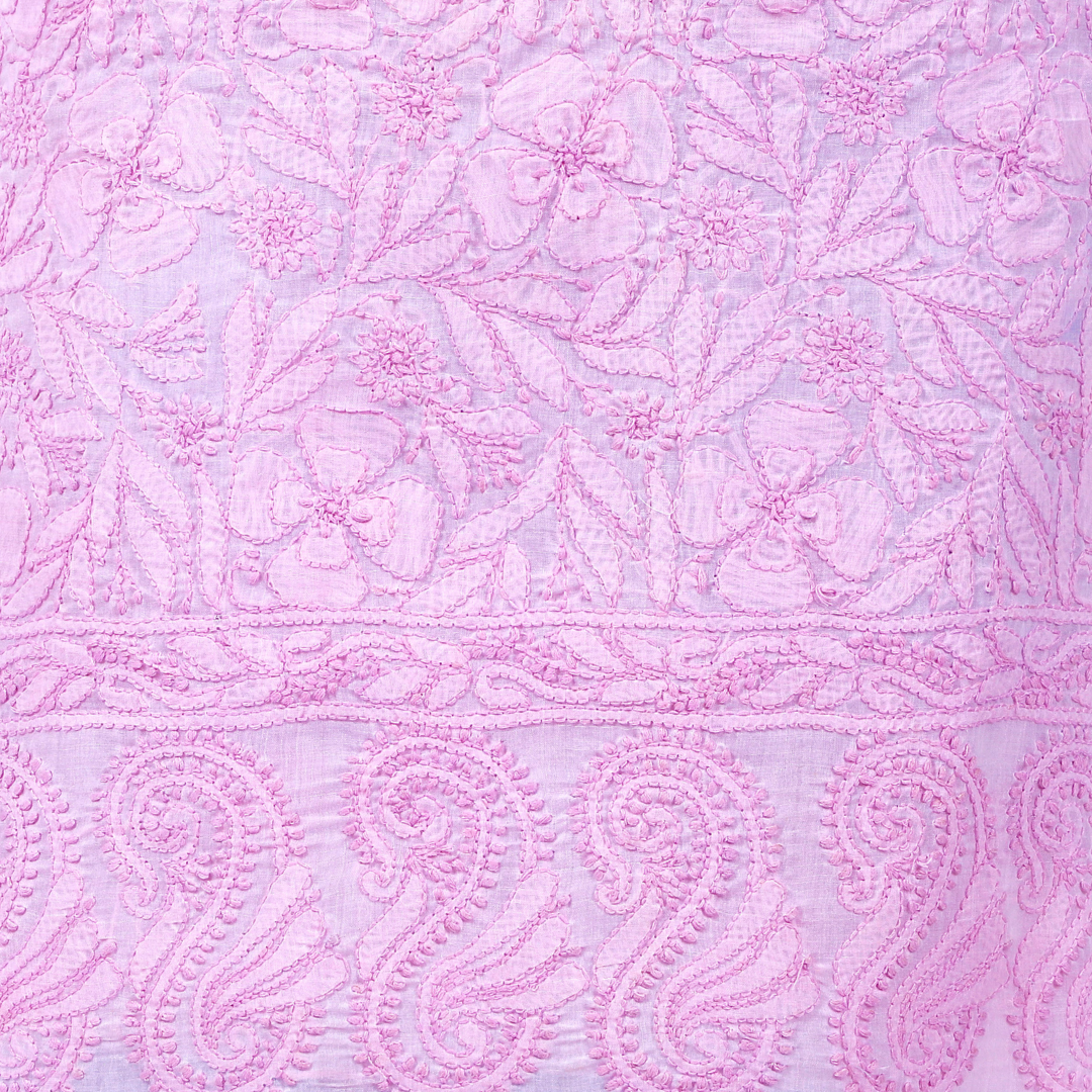 Cotton Chikankari Kurta Fabric (Lavender)