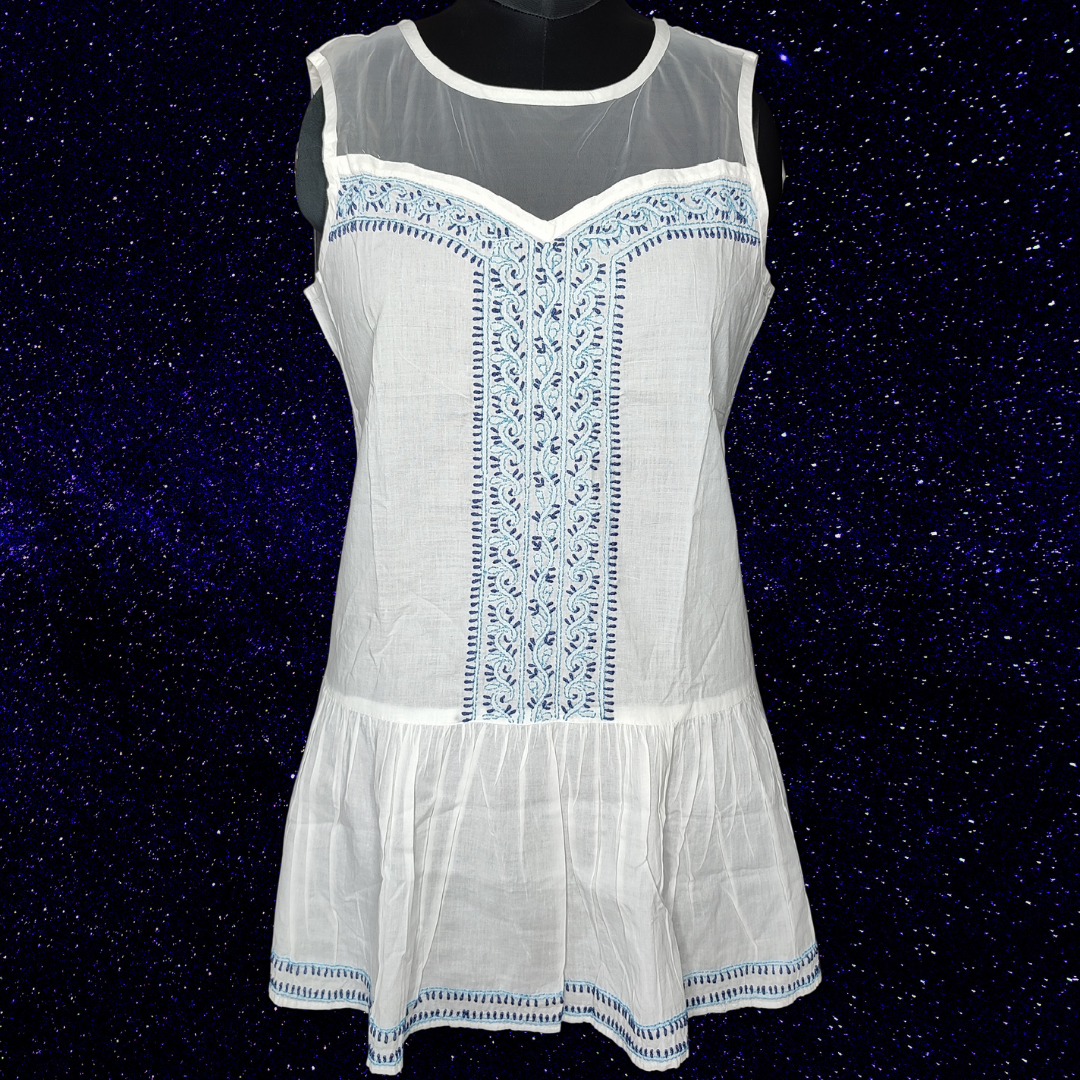 Cotton Chikankari Tunic Top (White)