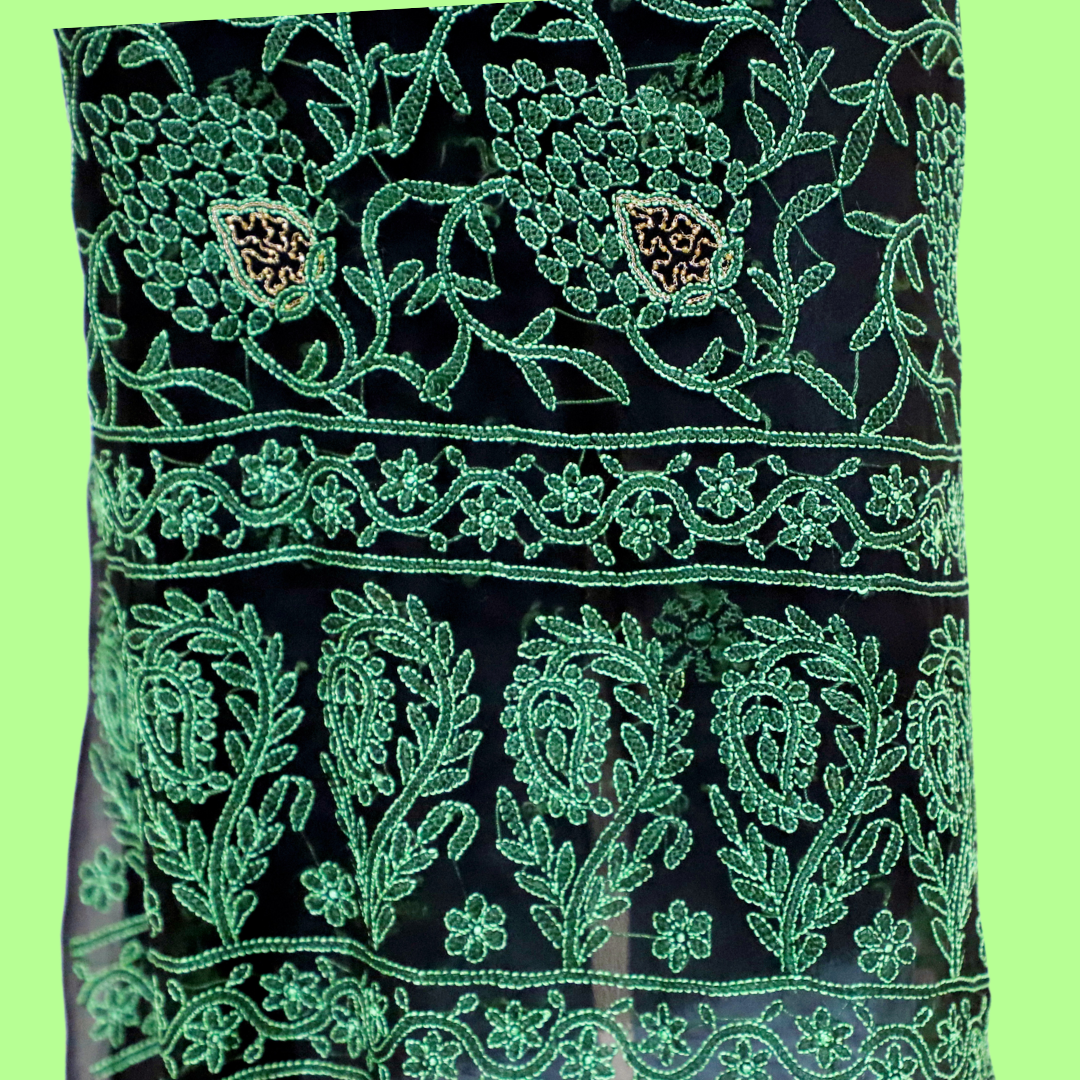 Georgette Chikankari Kurta Fabric (Black)