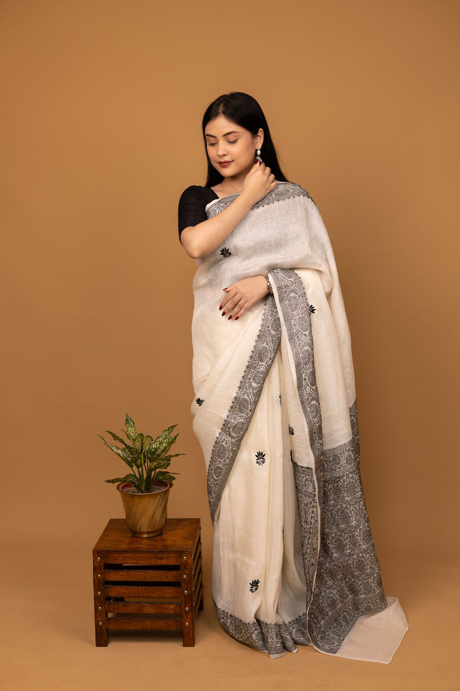 Tussar Silk Chikankari Sarees | Manjari Chikankari