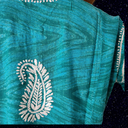 Modal Cotton Chikankari top (Rama Green)