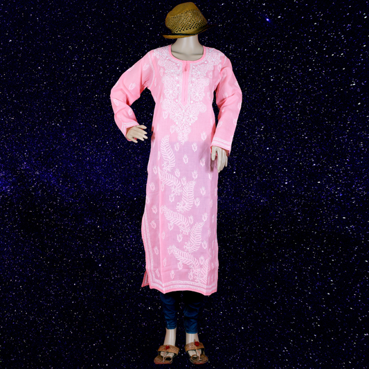 Cotton Chikankari Kurta (Peach)