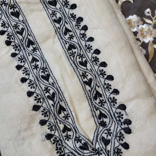 Tussar Silk Mens Chikankari Kurta Fabric ( original dyeable )