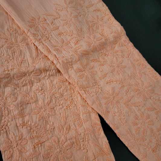 Cotton Chikankari Stretchable Pants (Peach)