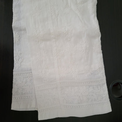 Cotton Chikankari Straight Pants- Dyeable (White)