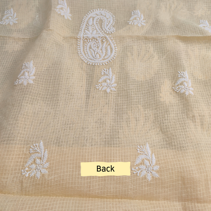 Kota Cotton Chikankari Kurta Fabric (Beige)