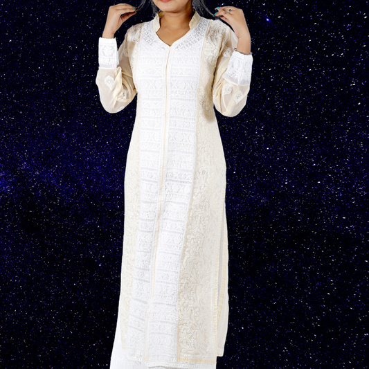 Cotton Chikankari kurta (Beige)