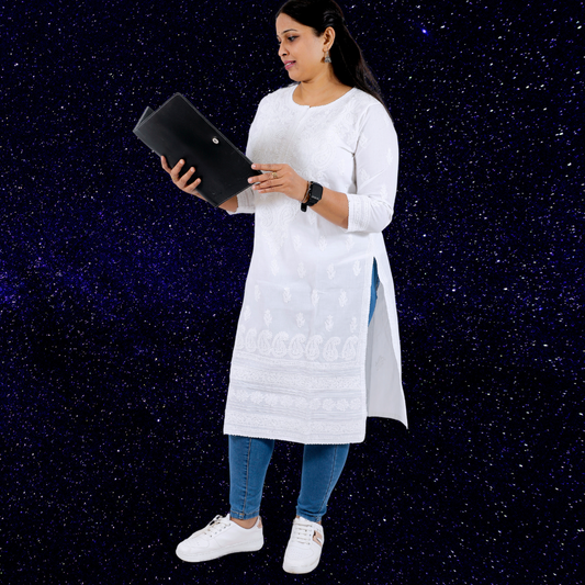 Cotton Chikankari Kurta (White)