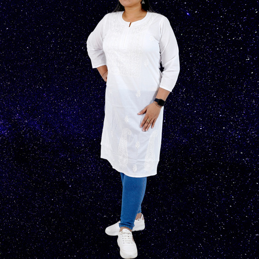 Cotton Chikankari Kurta (White)