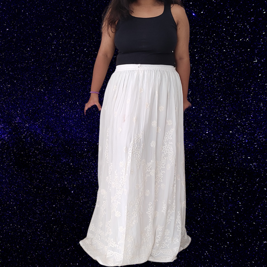 Georgette Chikankari Skirt (White)