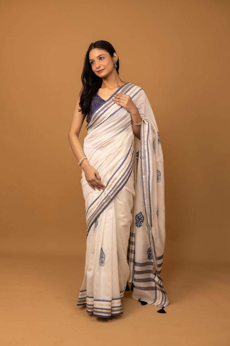 Vidushi | Pearly Mangalgiri cotton Chikankari Saree