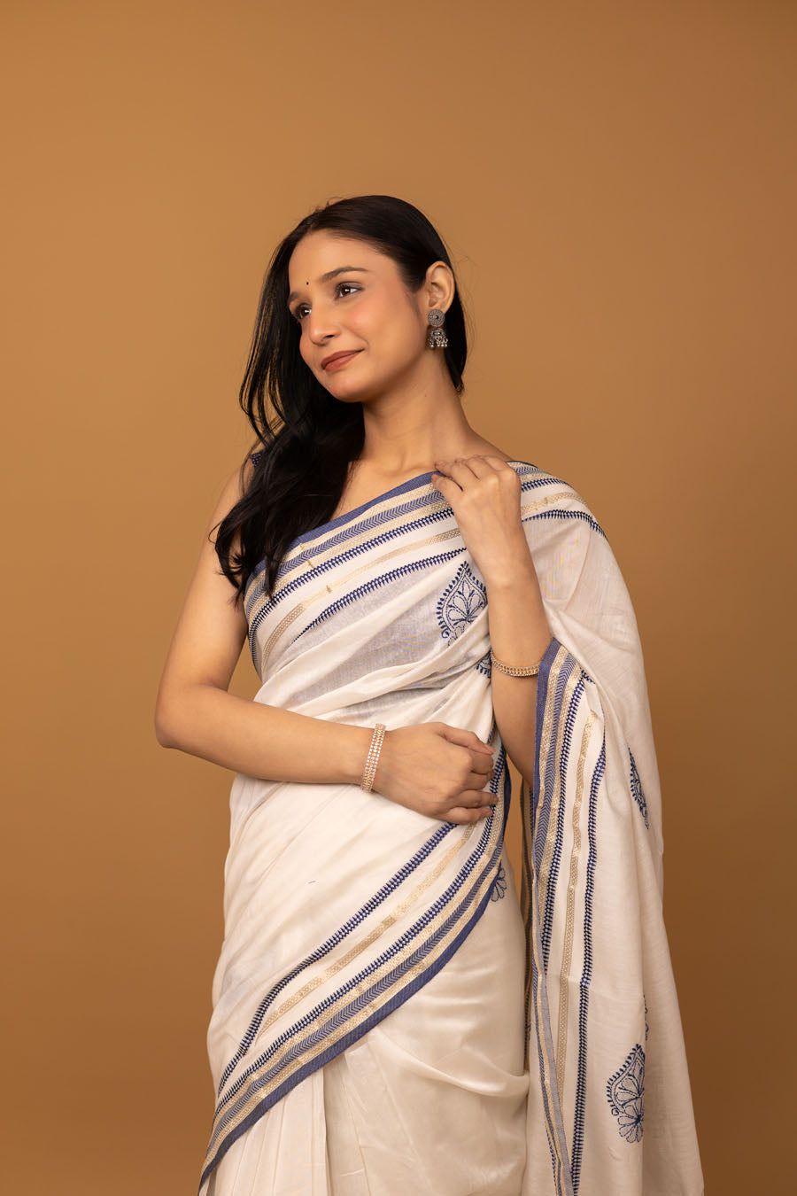 Vidushi | Pearly Mangalgiri cotton Chikankari Saree