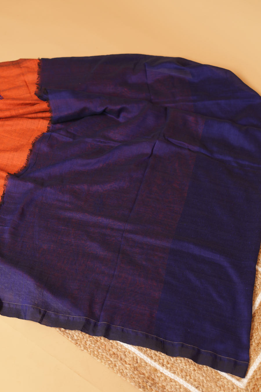 Vidushi | Rust Orange Handloom Cotton ChikankariSaree