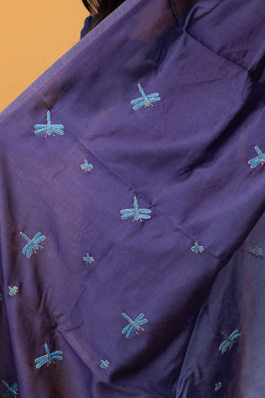 Urvashi | Frosted Ombre Blue Chiniya silk Chikankari Saree