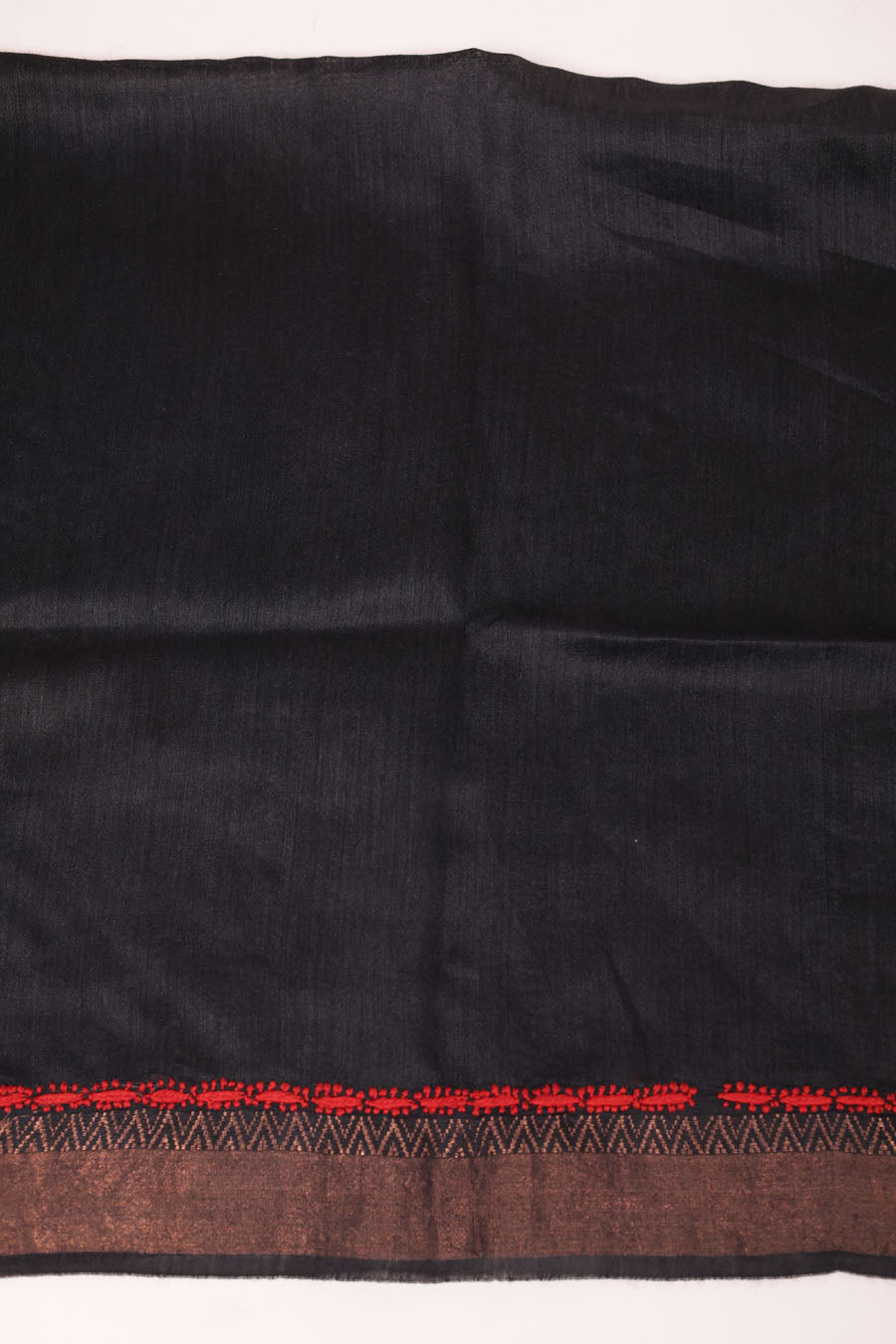 Urvashi | Ebony Black Moonga Silk Chikankari Saree