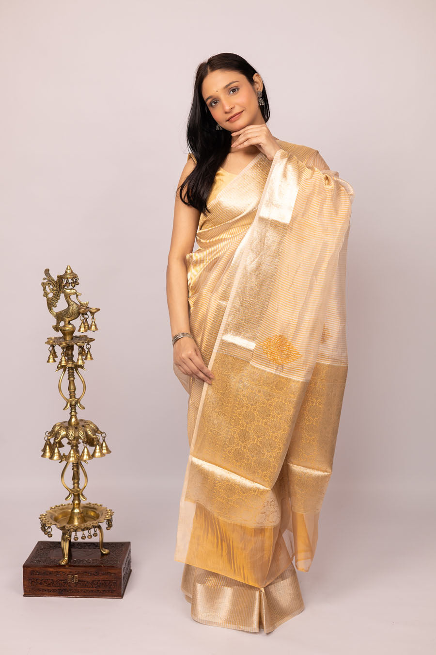 Chitralekha | Heirloom Almond Benarsi Tissue Silk Chikankari Saree