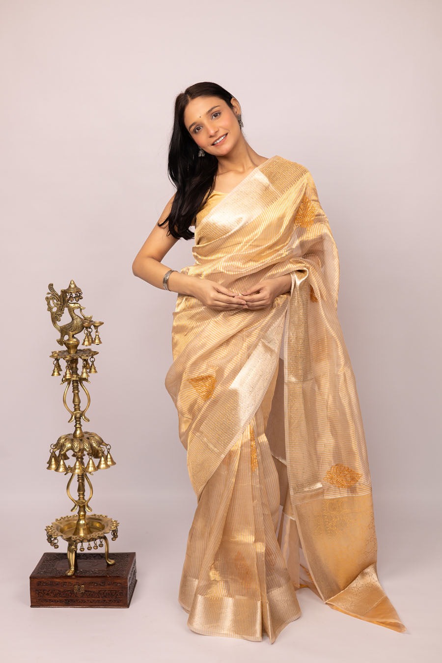 Chitralekha | Heirloom Almond Benarsi Tissue Silk Chikankari Saree