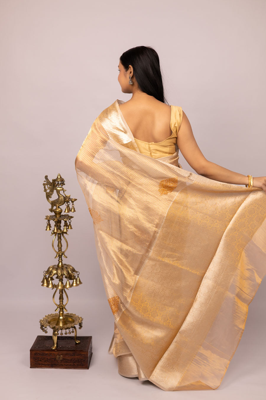Chitralekha | Heirloom Almond Benarsi Tissue Silk Chikankari Saree