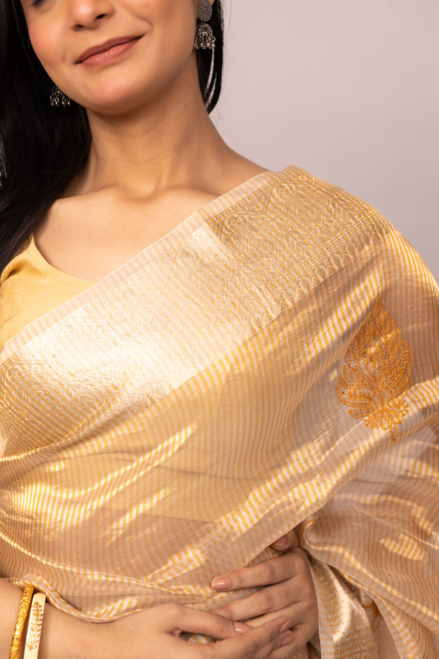 Chitralekha | Heirloom Almond Benarsi Tissue Silk Chikankari Saree