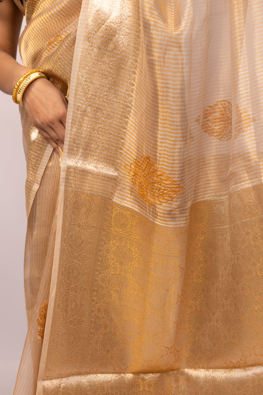Chitralekha | Heirloom Almond Benarsi Tissue Silk Chikankari Saree