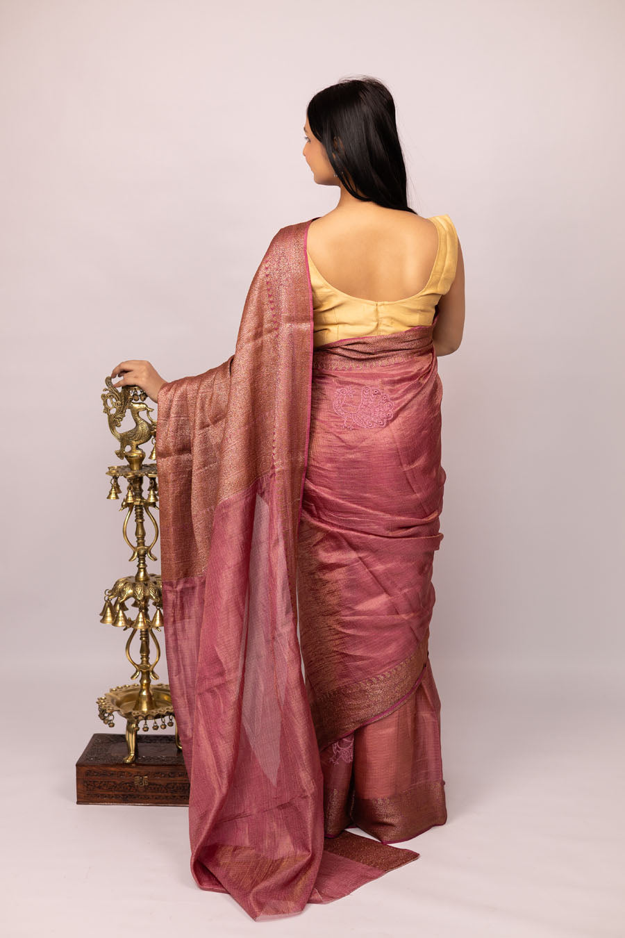 Chitralekha | Plum Tussar Silk Kota zari Chikankari Saree