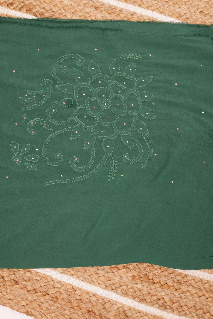 Chitralekha | Fern Green Viscose Georgette Chikankari Ombre Saree