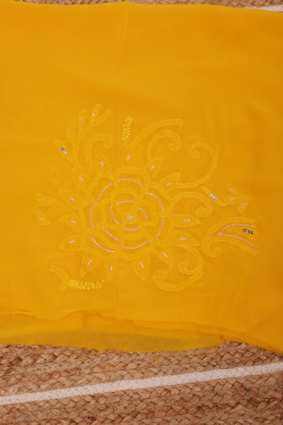 Chitralekha | Sunshine Ombre Yellow Viscose Georgette Chikankari Saree