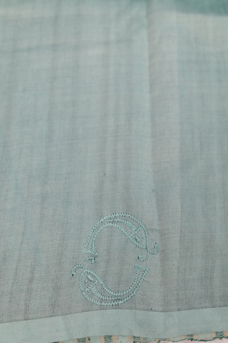 Urvashi | Seafoam Rama Green Tussar Moonga Silk Chikankari Saree
