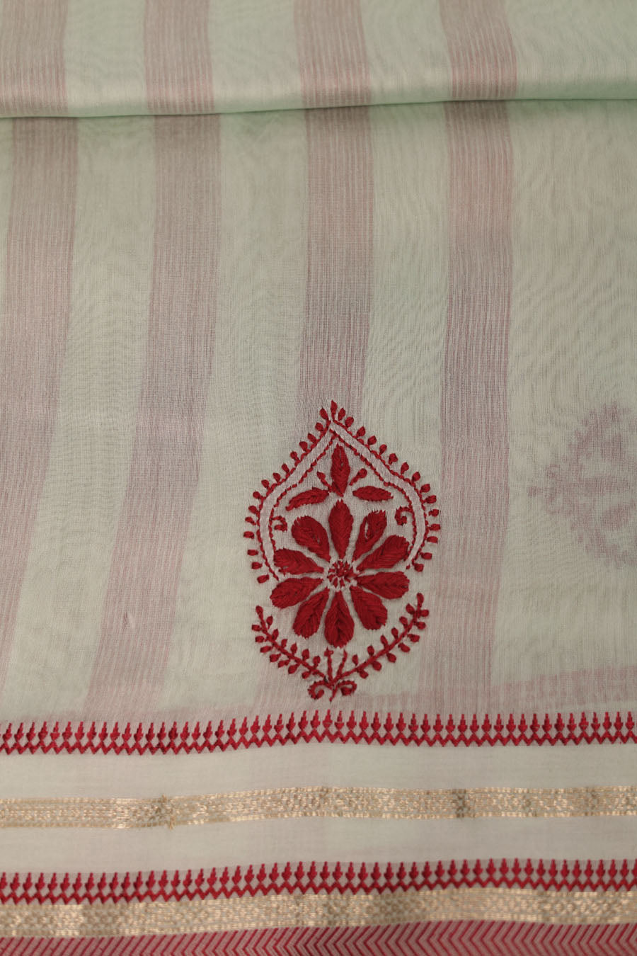 Vidushi | Soft Sage Green Mangalgiri Cotton Chikankari Saree