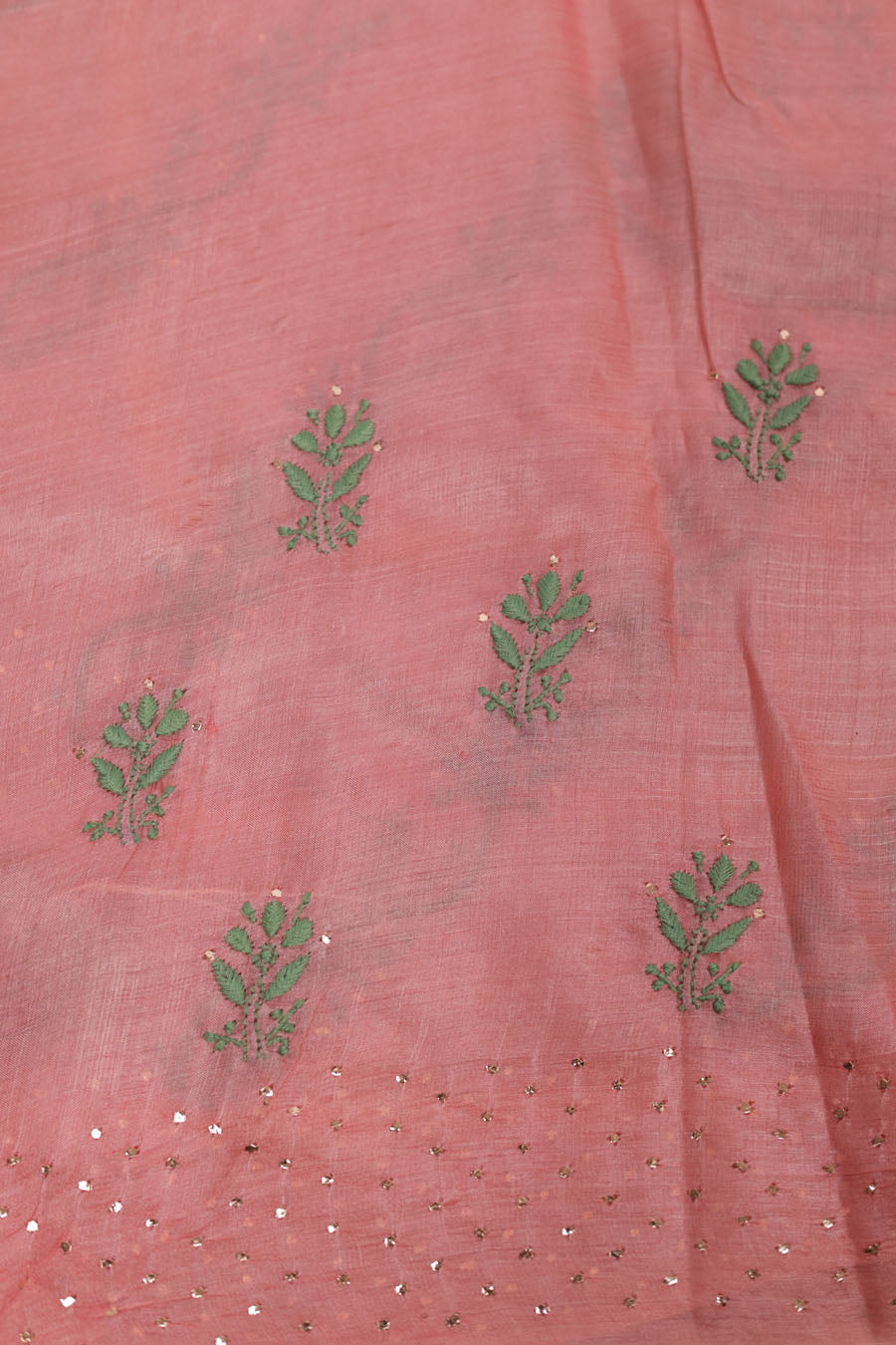 Chitralekha | Blush Peach Tussar Silk Chikankari Saree