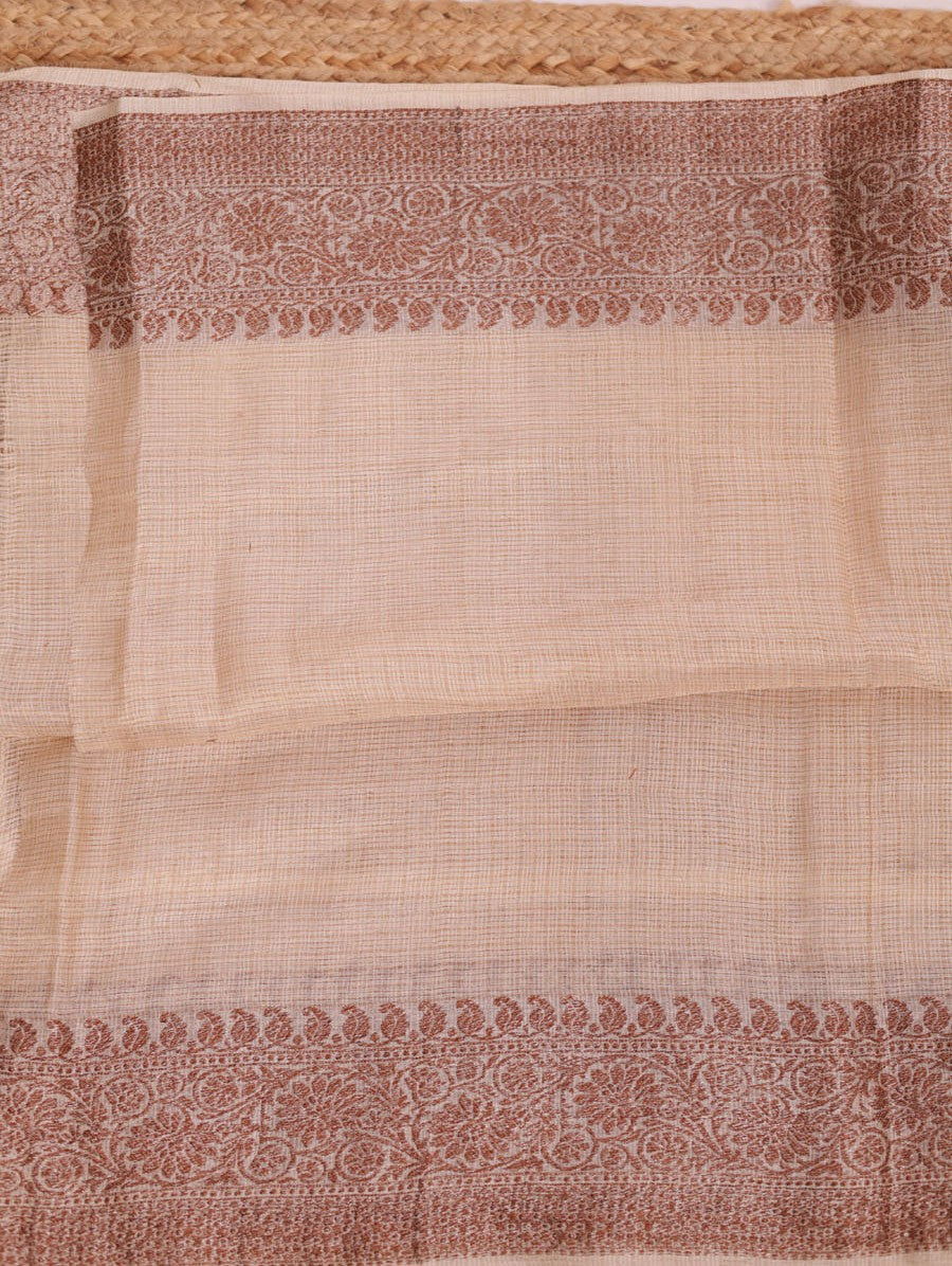 Chitralekha | Almond Tussar Silk Kota zari Chikankari  Saree