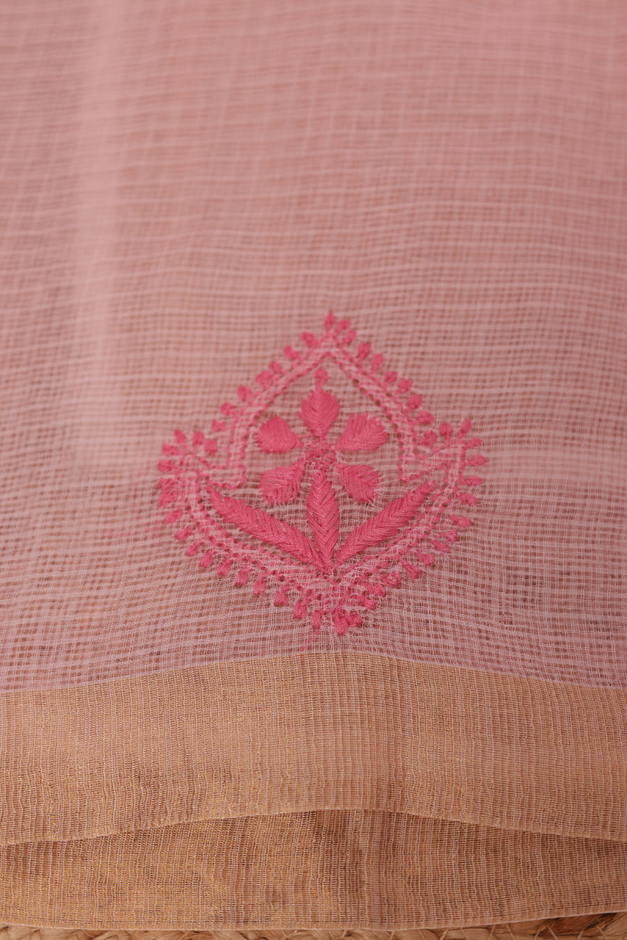 Vidushi | Light Pink Kotadoriya Cotton Chikankari Saree