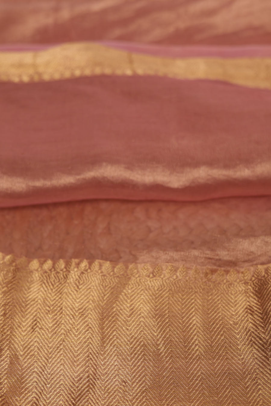 Chitralekha | Rose Gold Benarsi Tissue Silk Chikankari Saree